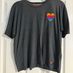 Aviator Nation Charcoal Tee with Rainbow Heart